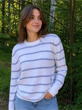 Billabong white with navy striped sweater